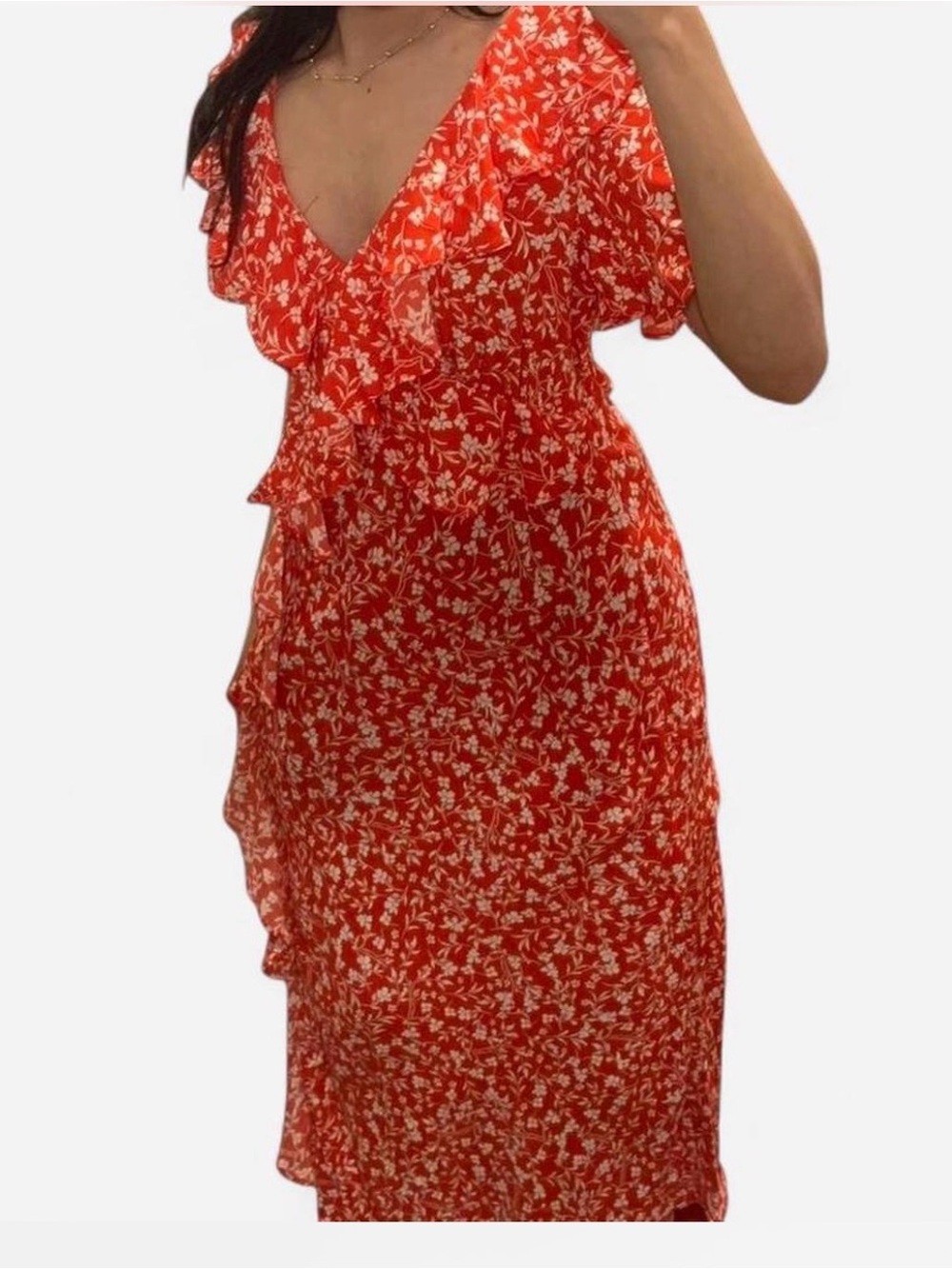 Target Red Floral Maxi Dress with White Print